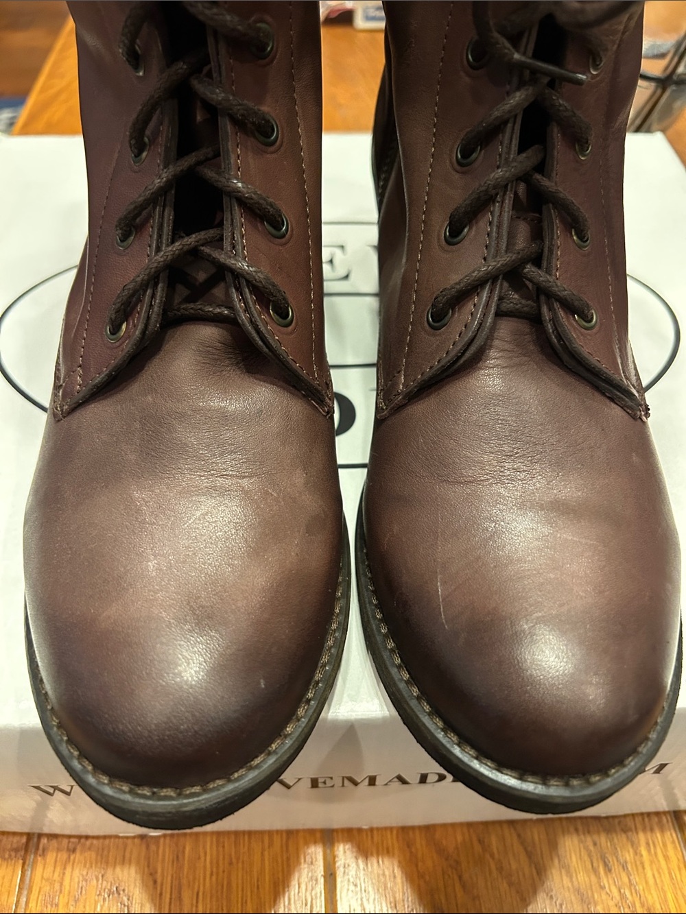 Steve Madden Leader Brown Leather Side Zip Lace Up Boot. Size 9. NIB - Picture 13 of 16